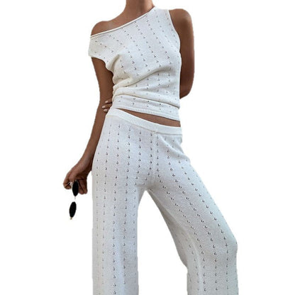 Sleeveless Top Straight Leg Pants Knit Sets