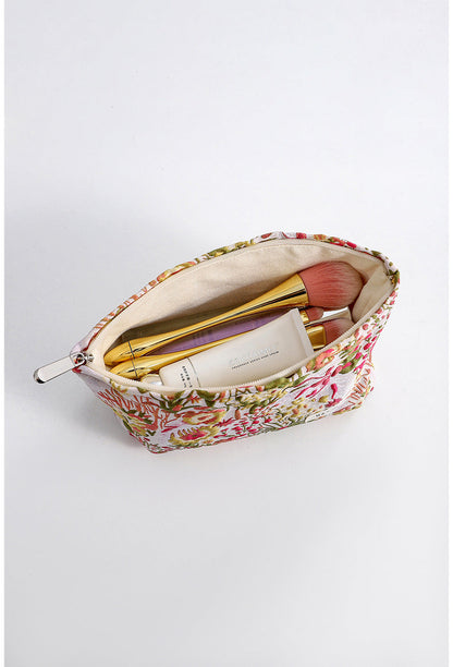 Vintage Floral Jacquard Portable Makeup Bag