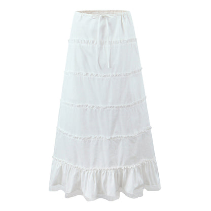 White Sweet Flounce Sleeveless Top Skirt Set