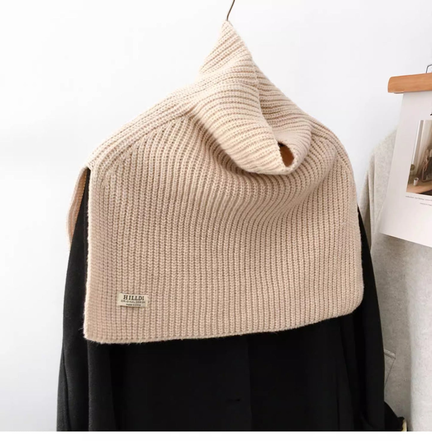 Solid Color Pullover High Neck Knitted Scarf