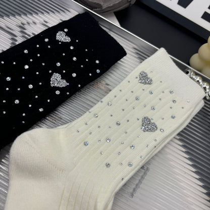 Love Rhinestone Sweet Cotton Socks