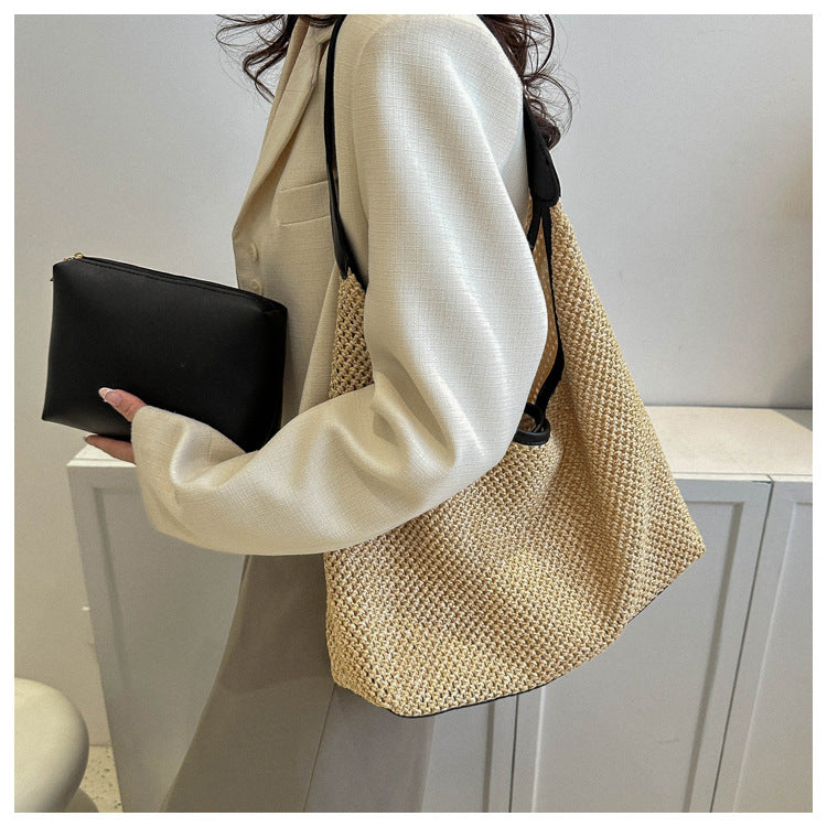 Casual Hollow Out Woven Shoulder Bag