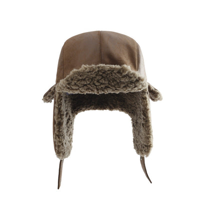 Vintage Distressed Leather Teddy Hat