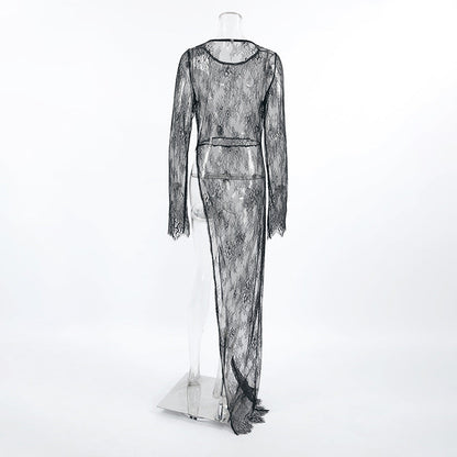 Lace See Through Side Split Long Dress