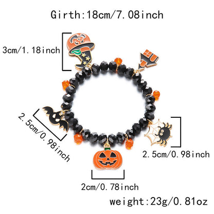 Spooky Ghost Pumpkin Spider Charm Halloween Bracelet