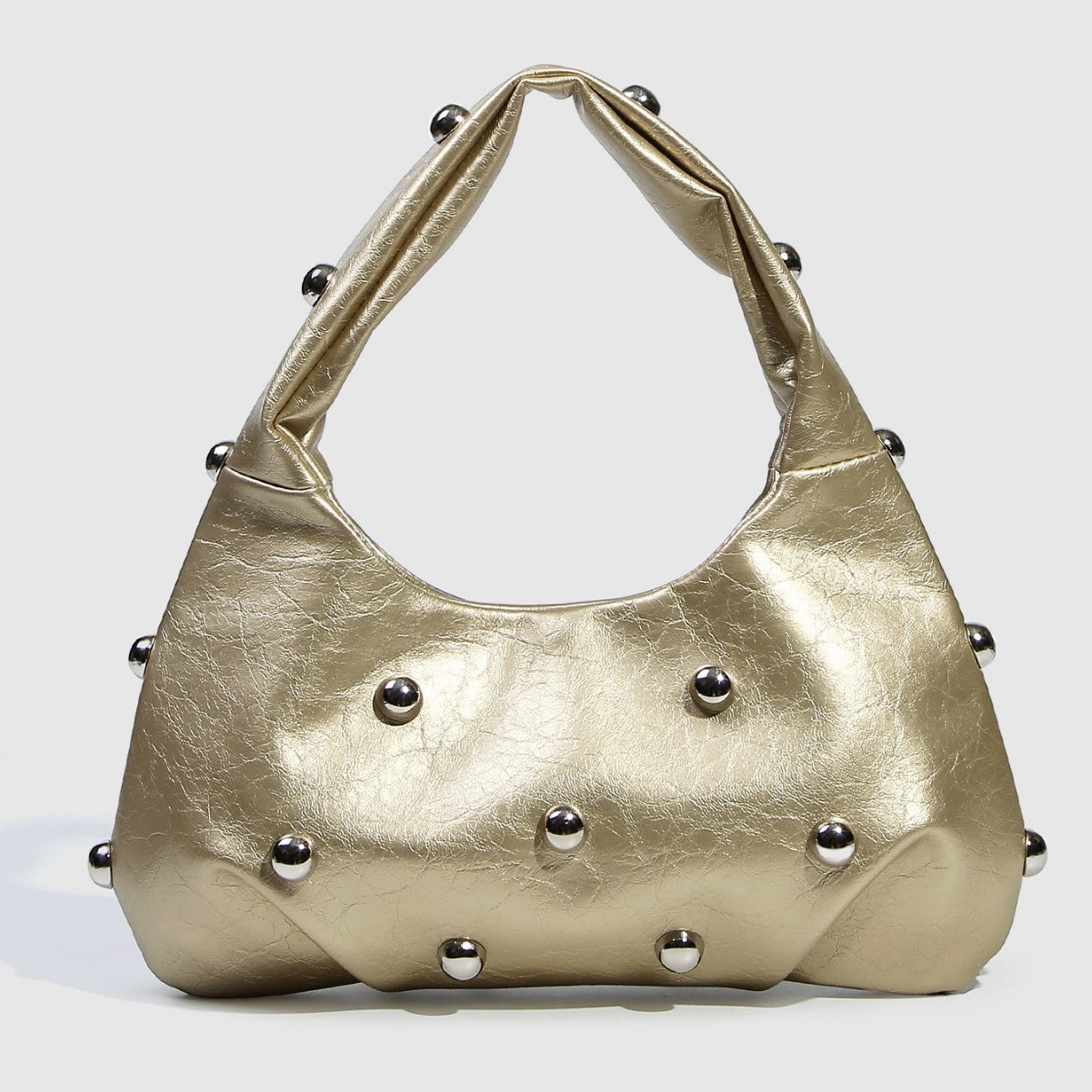 Fashion Studded Solid Color Dumpling Bag