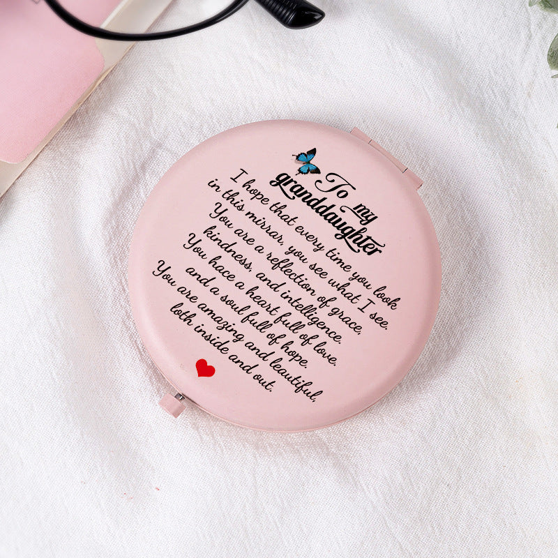 Pink Print Mini Foldable Makeup Mirror
