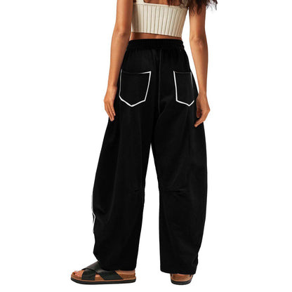 Simple Drawstring Mid-Waist Causal Pants