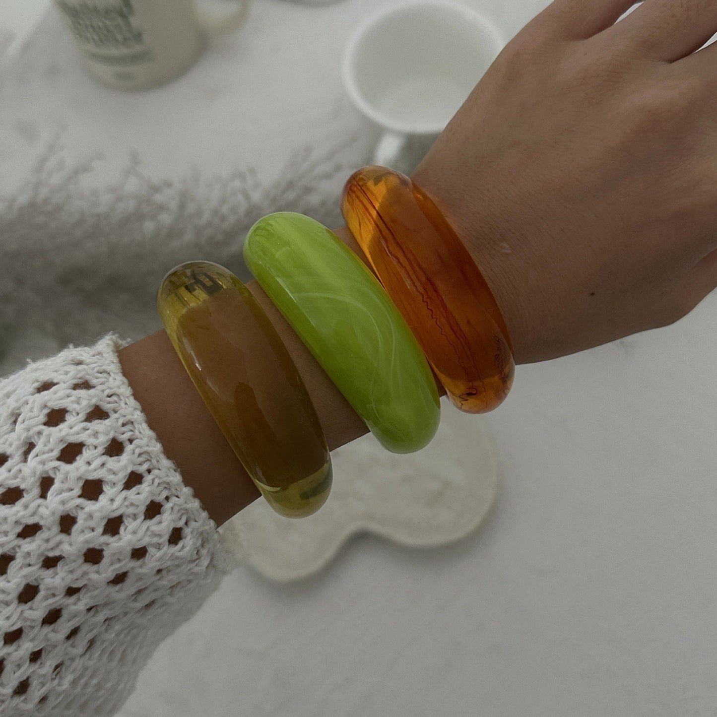 Multicolor Open Acrylic Resin Bracelets