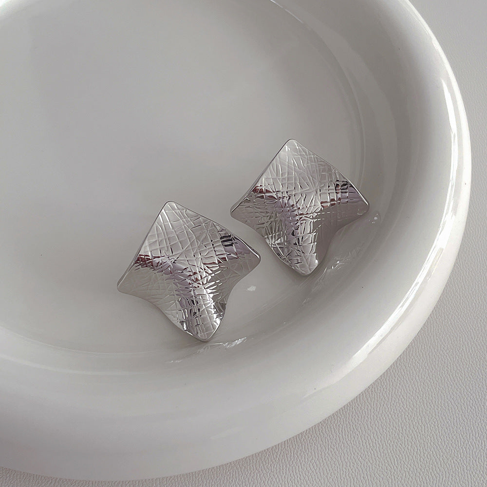 Simple Square Fold Cool Stud Earrings