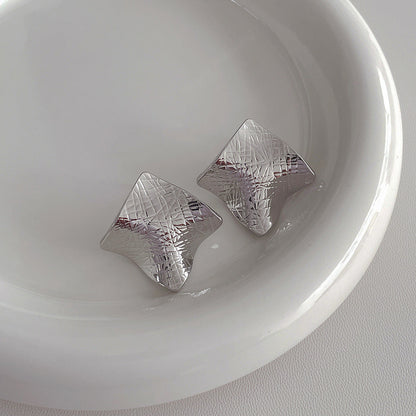 Simple Square Fold Cool Stud Earrings