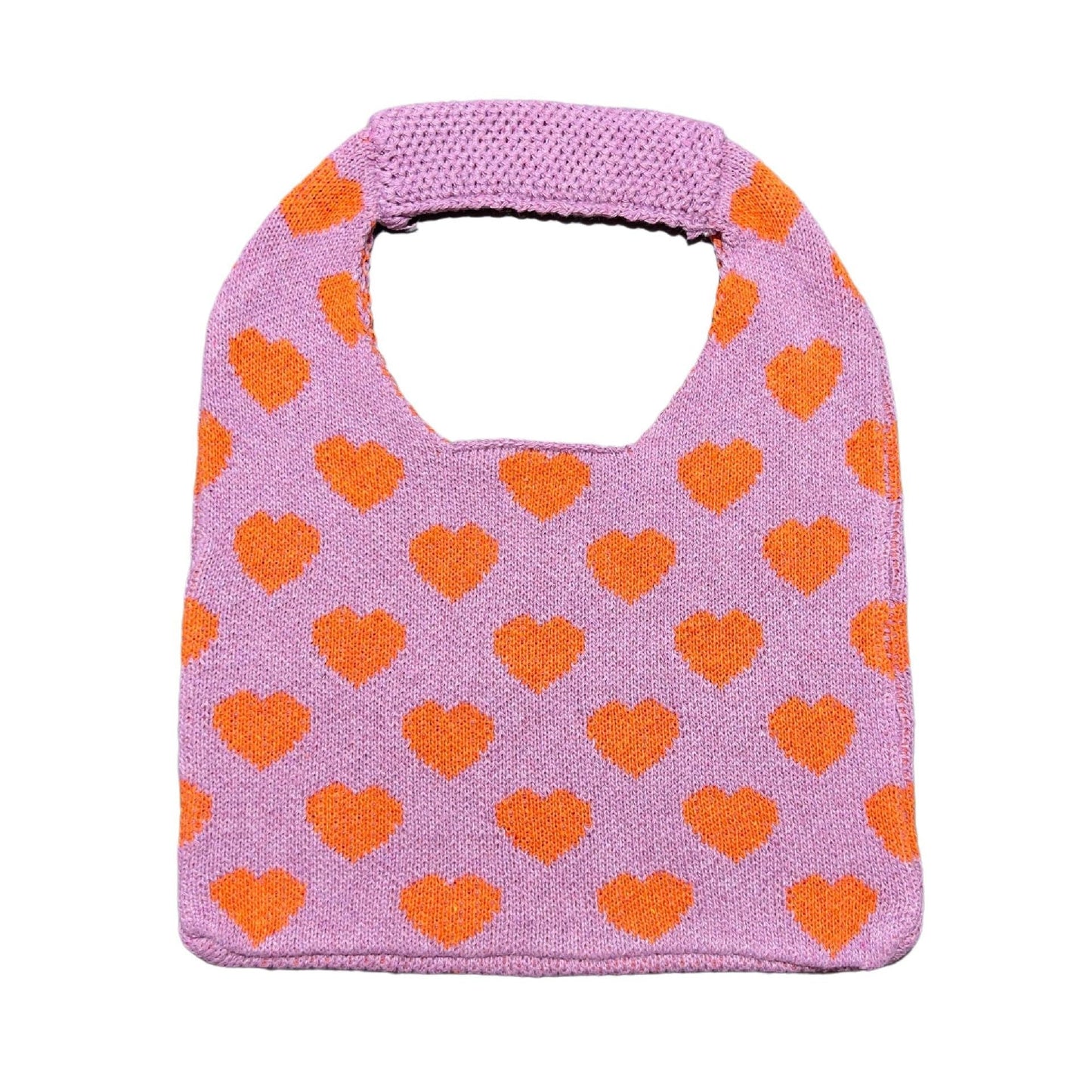 Cute Love Color Block Knit Shoulder Bag