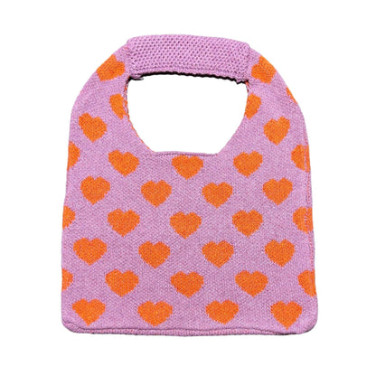 Cute Love Color Block Knit Shoulder Bag