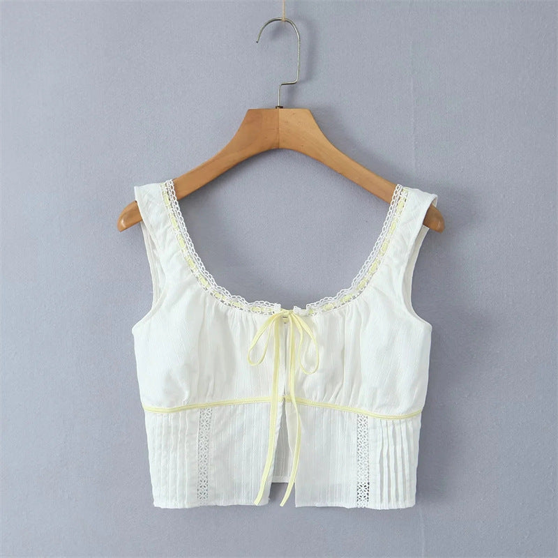 White Lace String Tie Flounce Sweet Set