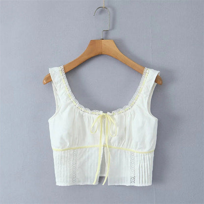 White Lace String Tie Flounce Sweet Set