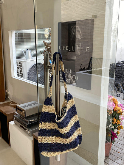 Large Beach Stripe Woven Bag