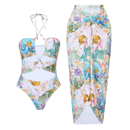 Simple One Piece Swimsuit with Cover Up