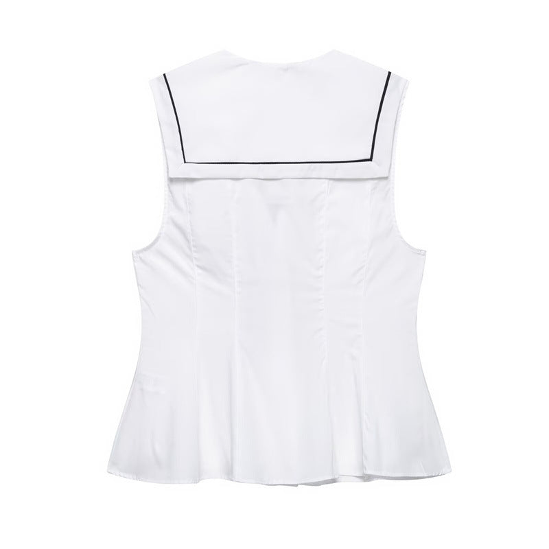 Elegant Solid Color Bow Sleeveless Top