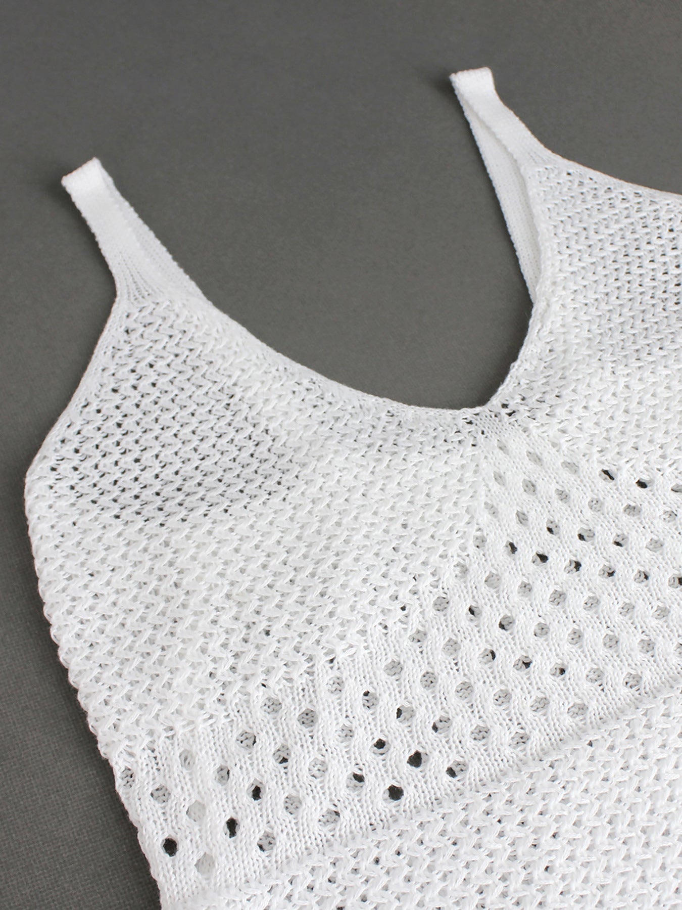 Solid Color Hollow Out Knitted Midi Dress