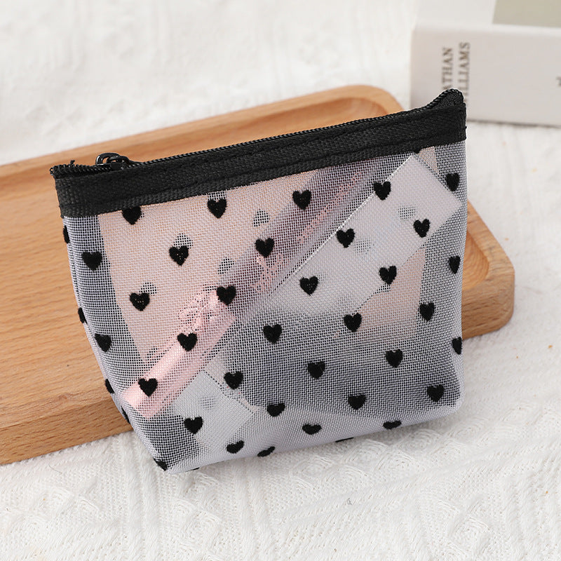White Love Mesh Portable Make Up Bags