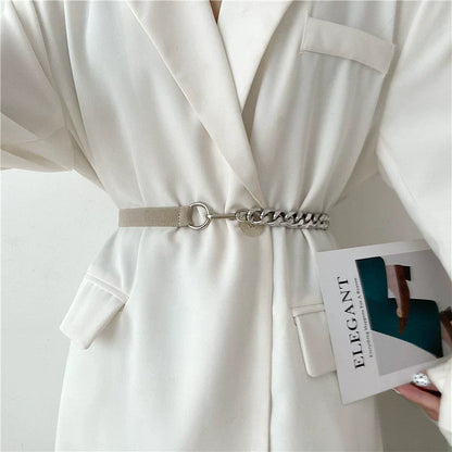 Chain Leather Splicing Simple Belt