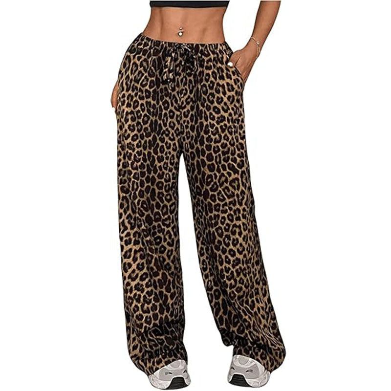 Leopard Low Waist Casual Straight Pants