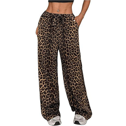 Leopard Low Waist Casual Straight Pants