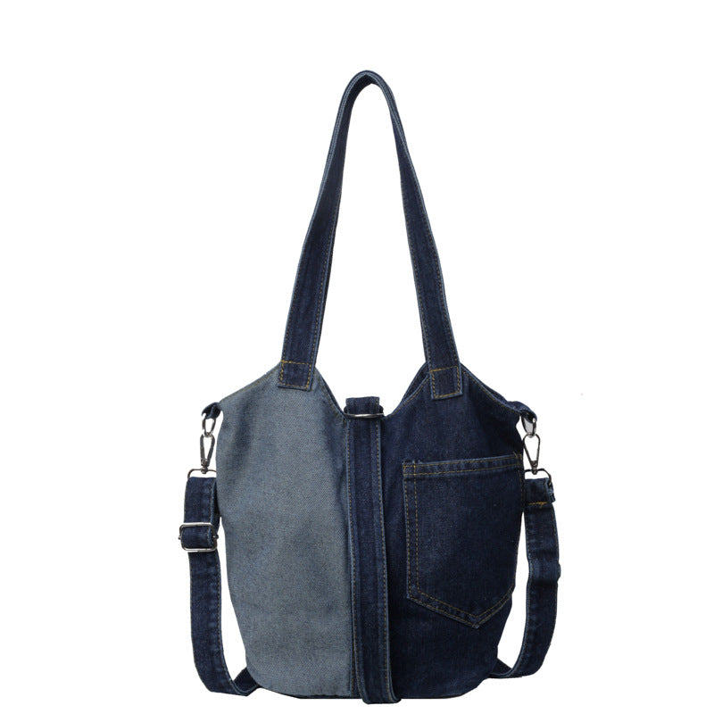 2+ Contrast Color Splice Demin Shoulder bags
