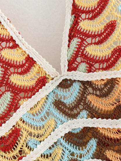 Crochet Printed Spaghetti Strap Maxi Dress