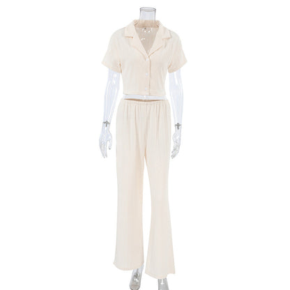 Simple Knit Solid Color Sleepwear Sets