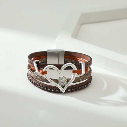 Hollow Out Love Zircon Layered Bracelets