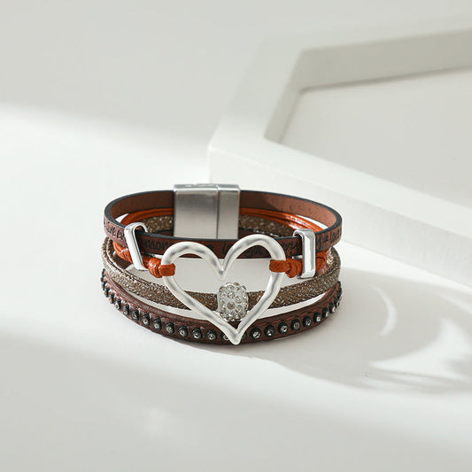 Hollow Out Love Zircon Layered Bracelets