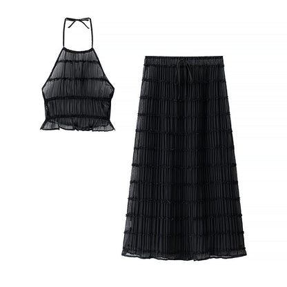 Sexy Ruched Cami Top and Skirt Sets