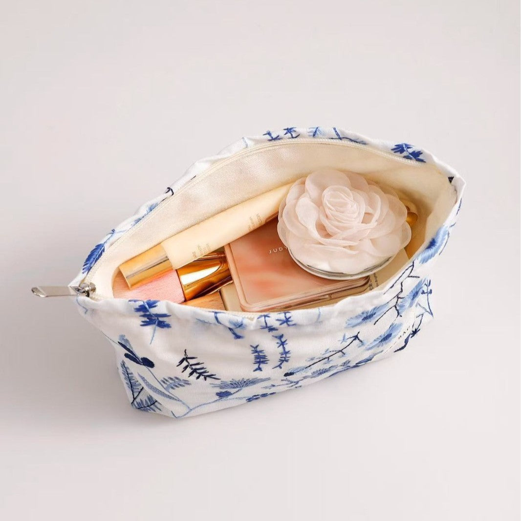 Minimalist Portable Floral Print Makeup Bag