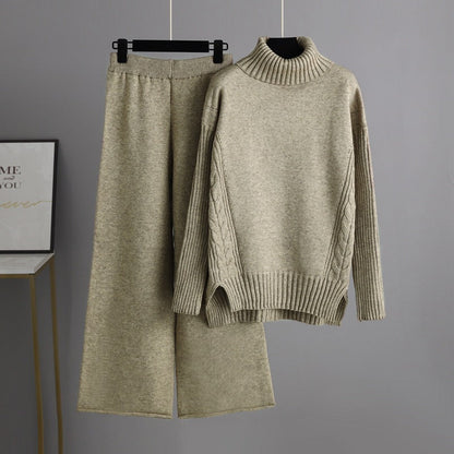 2+ Loose High Collar Knit Sets