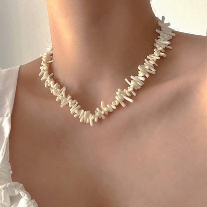Minimalist Irregular Handmade Coral Choker Necklace