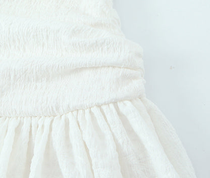 Solid Color Sleeveless Ruffled Hem Mini Dress