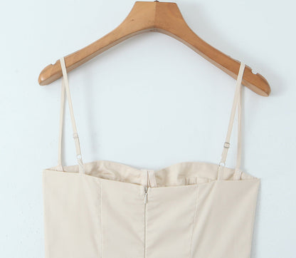 Solid Color Square Neck Pleated Midi Dress