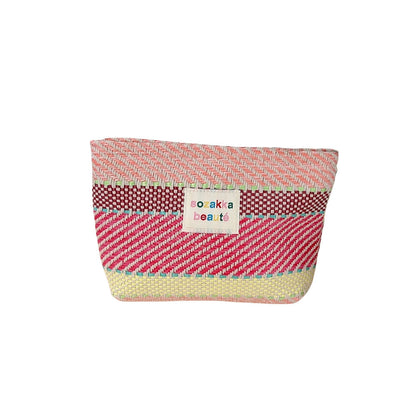 Color Block Striped Large Capacity Make Up Bag