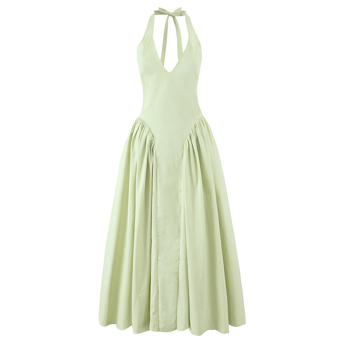 Elegant Solid Color Halter Maxi Dress