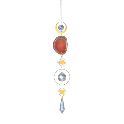 Colorful Agate Sun Moon Crystal Suncatcher