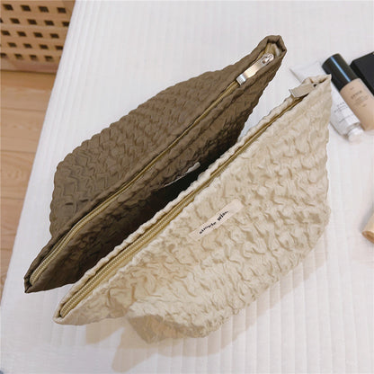 Simple Solid Color Large Capacity Makeup Bag