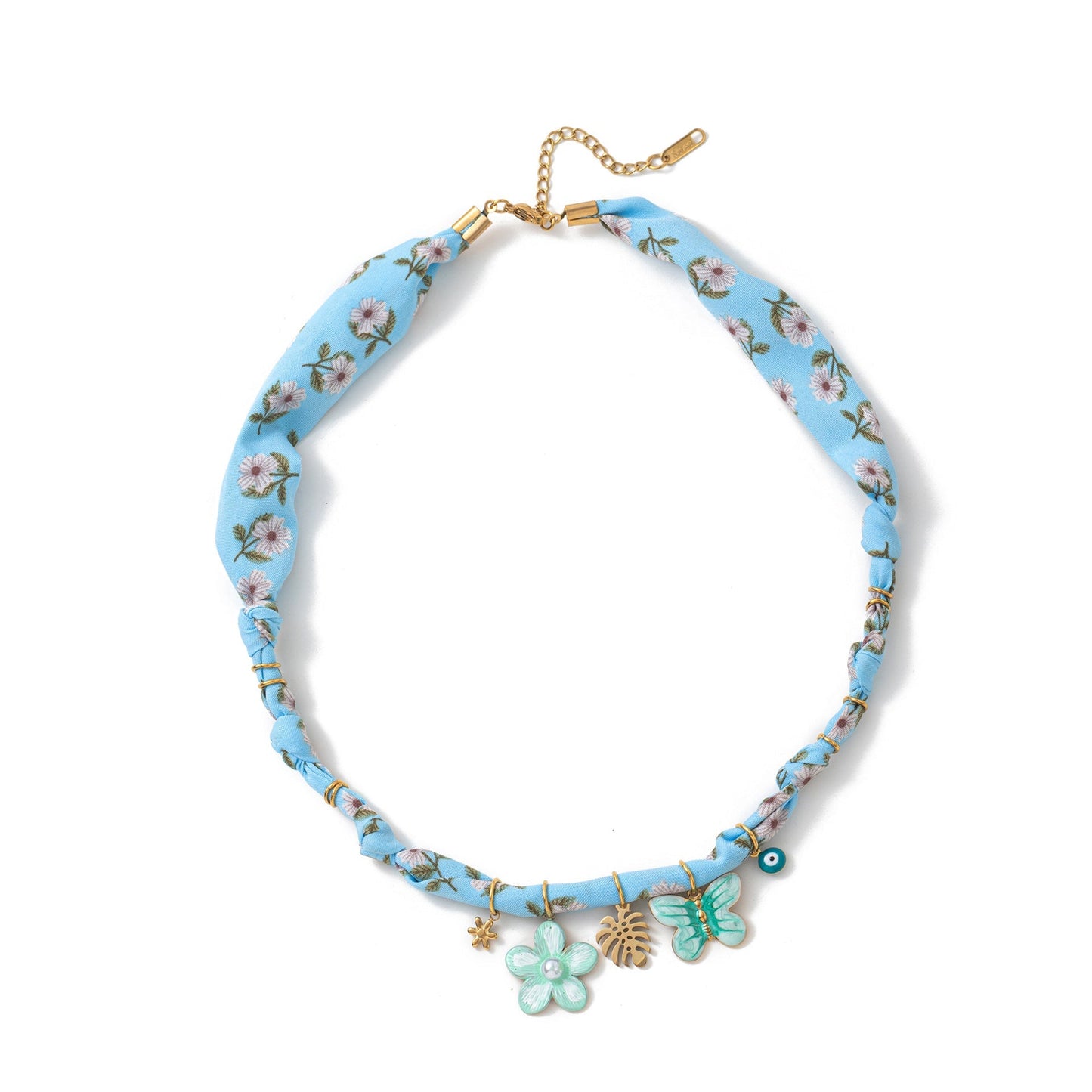 Colorful Flower Shell Pendant Scarf Necklace