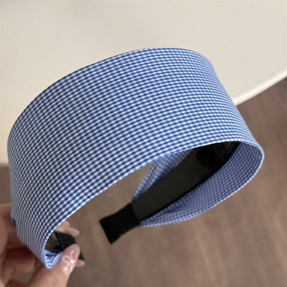 Plaid Rhinestone Simple Wide Headbands