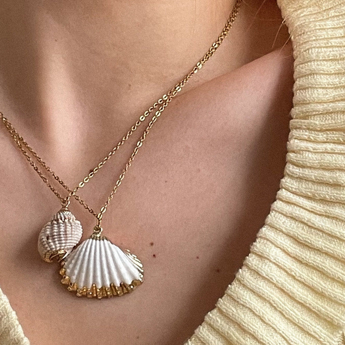 White Conch Pendant Fine Chain Necklace