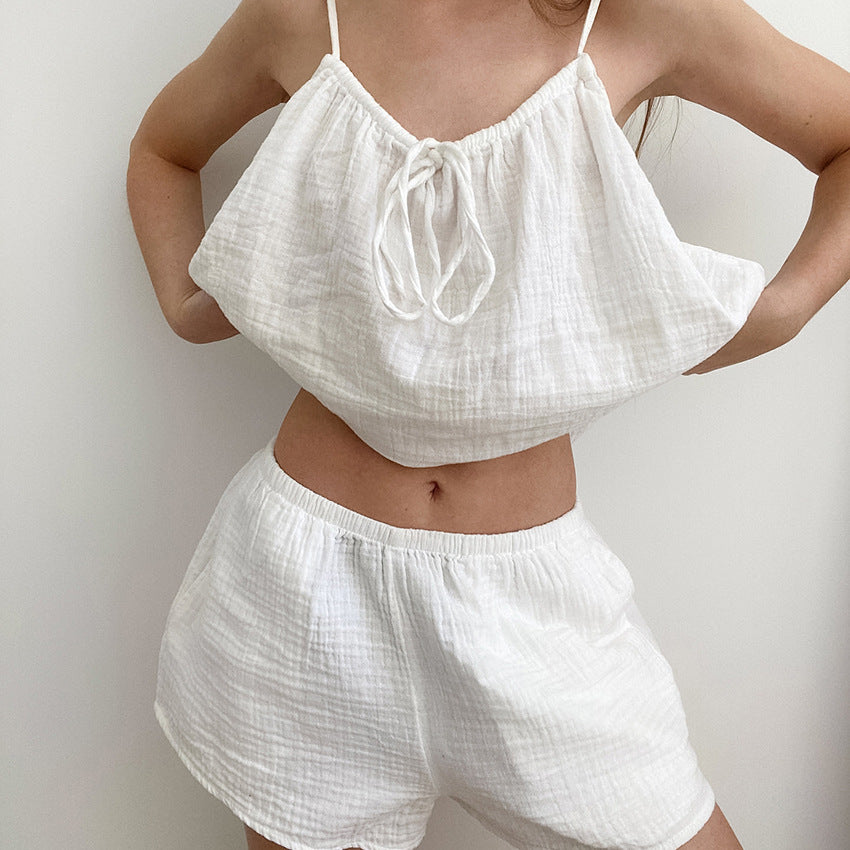 White Loose Casual Sleepwear Sets