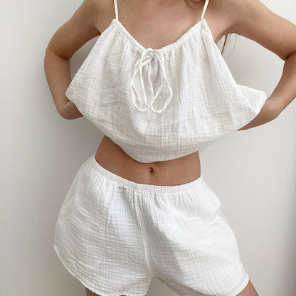 White Loose Casual Sleepwear Sets
