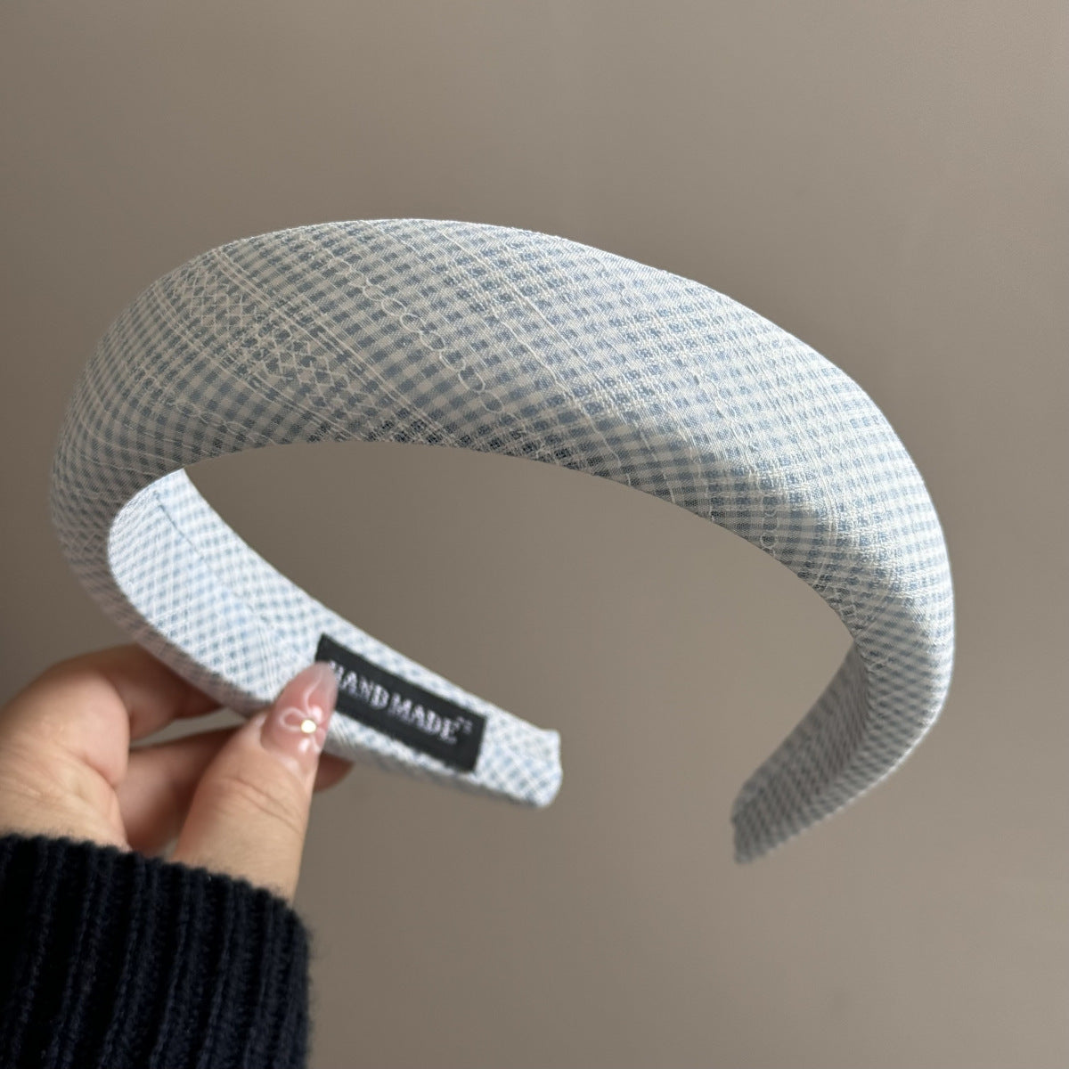 Blue Plaid Cute Wide Padded Headbands