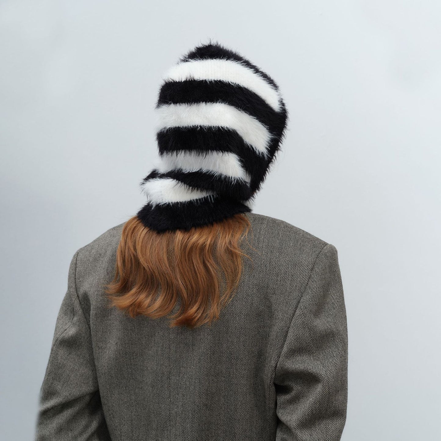 Striped Color Block Pullover Hat Scarve