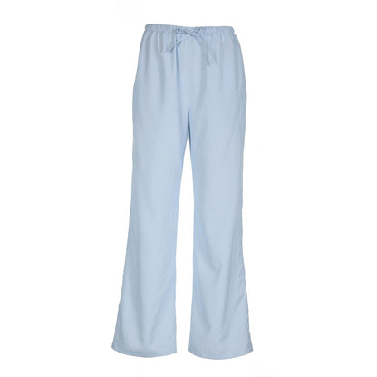 Fashion Color Block Stripe Drawstring Long Pants